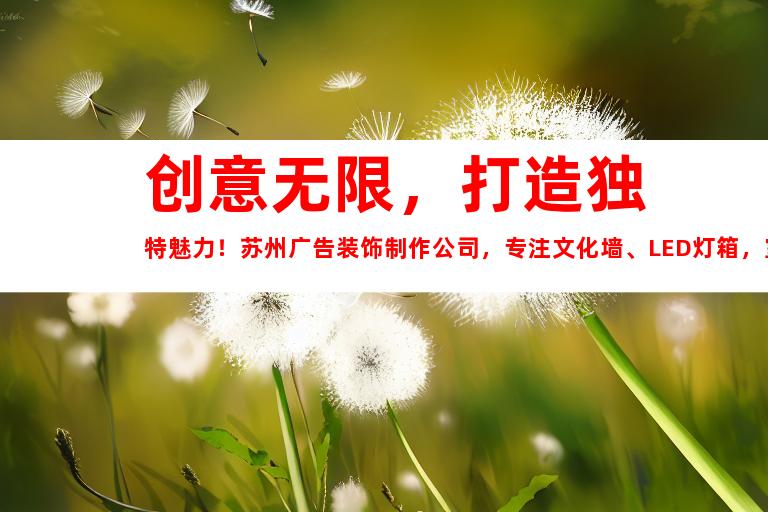 苏州创意无限，打造独特魅力！苏州广告装饰制作公司，专注文化墙、LED灯箱，室内外导视9925